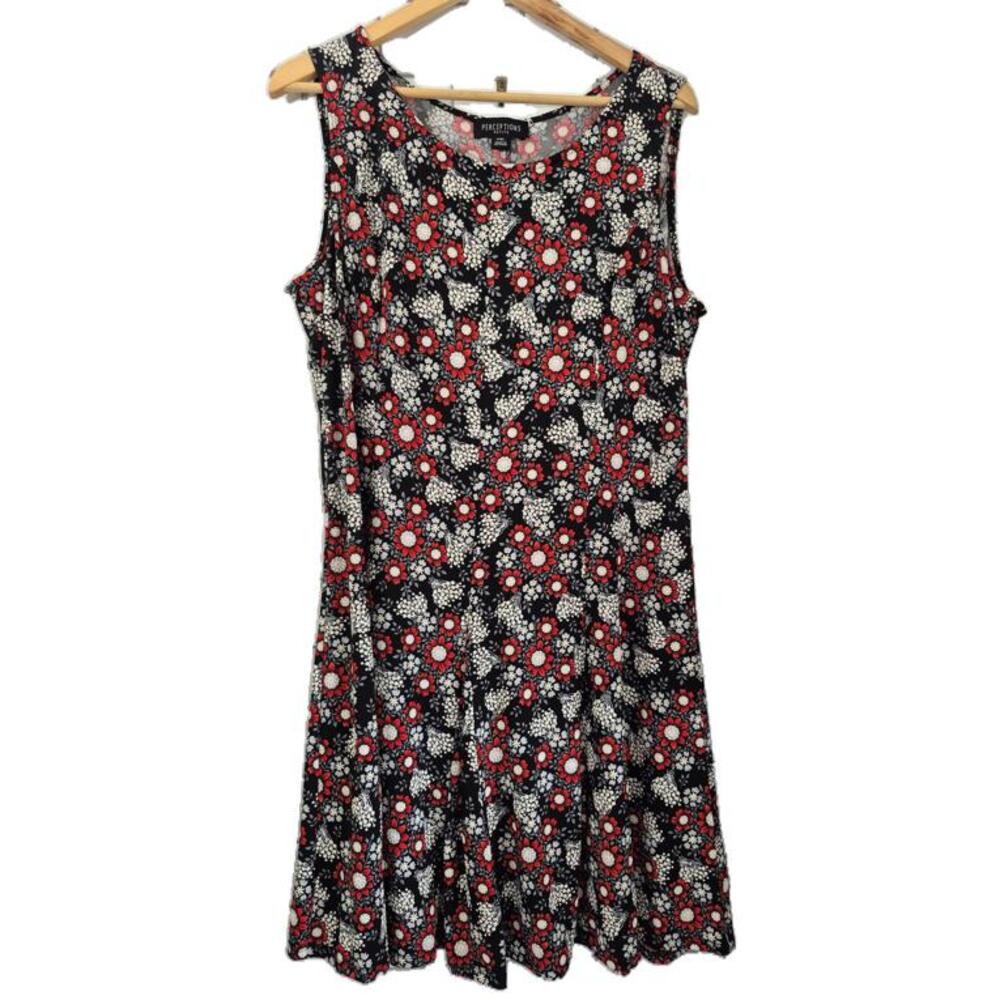 Perceptions Petite Ladies Sleeveless A-Line Dress Knee Length Wrinkle Free